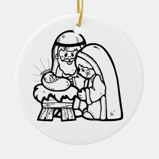 Kleur uw eigen nativiteitsscène keramische versier keramisch ornament (Voorkant)