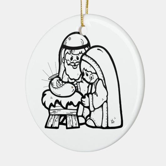 Kleur uw eigen nativiteitsscène keramische versier keramisch ornament (Links)
