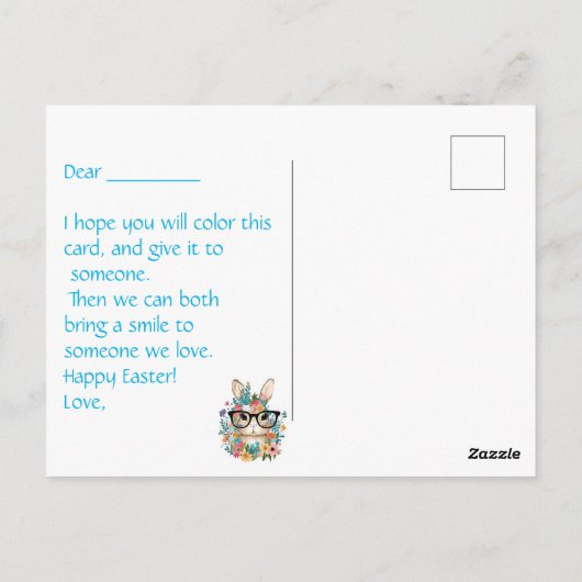 kleur uw eigen paaskaart briefkaart (Achterkant)