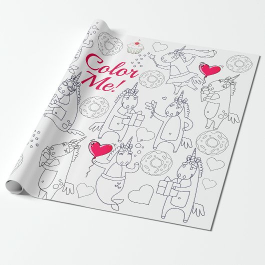 Kleur uw eigen persoonlijke, persoonlijke Unicorn- Cadeaupapier (Uitgerold)