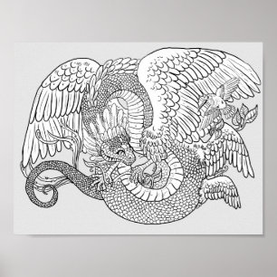 Kleur uw eigen Quetzacoatl Poster
