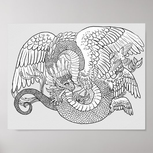 Kleur uw eigen Quetzacoatl Poster (Voorkant)