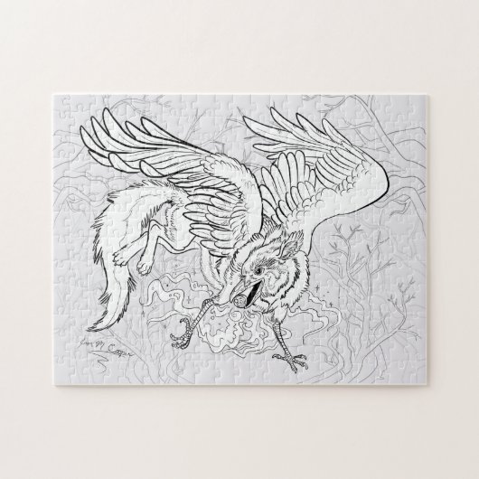 Kleur uw eigen Raven Griffin Legpuzzel (Horizontaal)