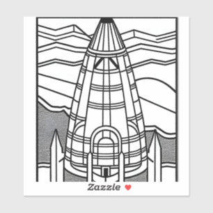 Kleur uw eigen ruimtevaartuig - zwart, wit ontwerp sticker