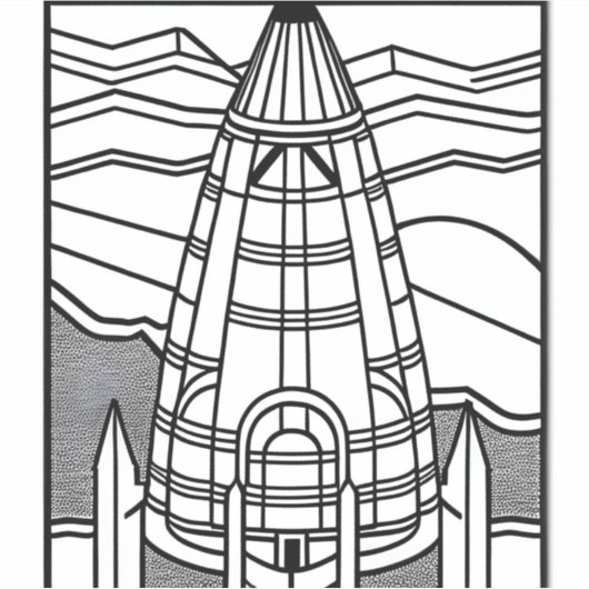 Kleur uw eigen ruimtevaartuig - zwart, wit ontwerp sticker (Voorkant)