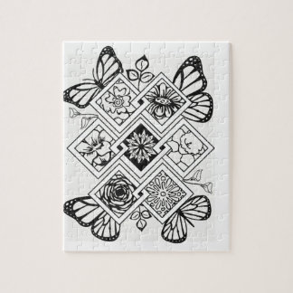 Kleur uw eigen spuitvlinderbloemen legpuzzel