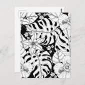 Kleur uw eigen tropische bladeren en bloemen briefkaart (Voorkant / Achterkant)