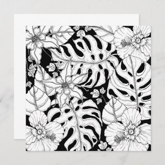 Kleur uw eigen tropische bladeren en bloemen notitiekaartje (Voorkant / Achterkant)