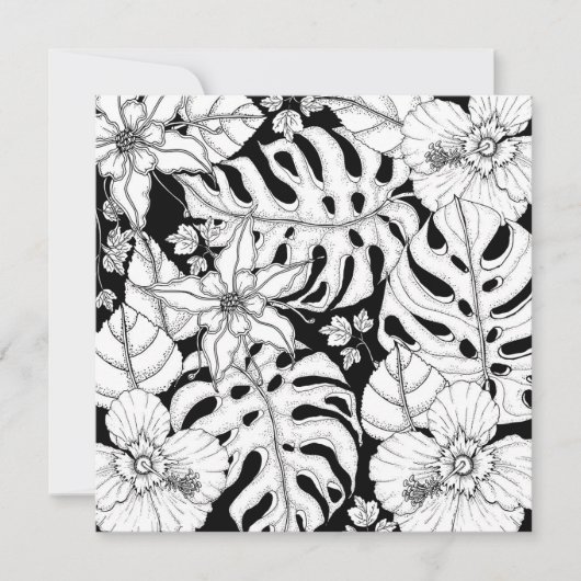 Kleur uw eigen tropische bladeren en bloemen notitiekaartje (Voorkant)