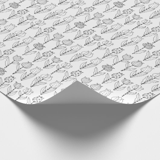Kleur uw eigen Tulpenpatroon Cadeaupapier (Hoek)