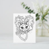 Kleur uw eigen Valentijn Fairy Cat Art Briefkaart (Staand voorkant)