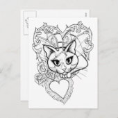 Kleur uw eigen Valentijn Fairy Cat Art Briefkaart (Voorkant / Achterkant)
