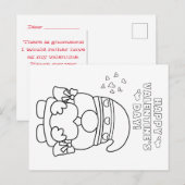 Kleur uw eigen valentijn voor kinderen (meisjesgno briefkaart (Voorkant / Achterkant)