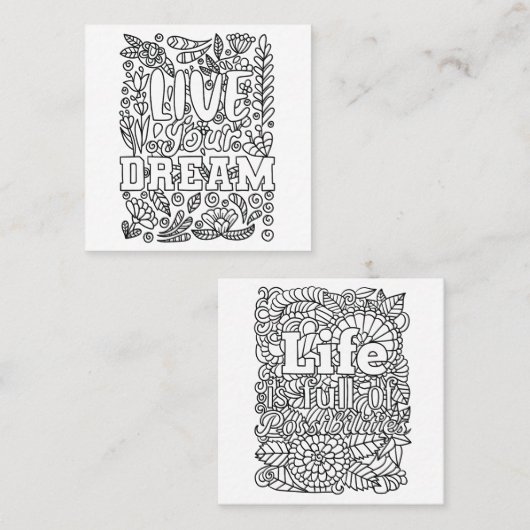 Kleur uw eigen vierkante visitekaartje (Voorkant / Achterkant)