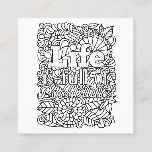 Kleur uw eigen vierkante visitekaartje (Achterkant)