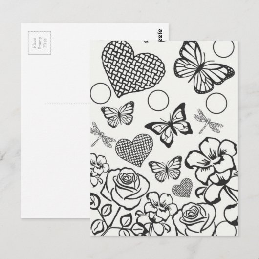 Kleur uw eigen volwassen kleurtiener briefkaart (Voorkant / Achterkant)