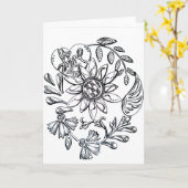 Kleur uw eigen wenskaart kaart (Gele Bloem)