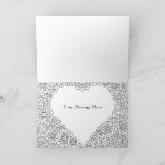 Kleur uw eigen Wenskaart van het hart Kaart (Binnen)