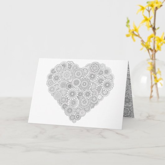 Kleur uw eigen Wenskaart van het hart Kaart (Gele Bloem)