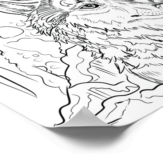 Kleur uw eigen Wolf Cavern Line Art Poster (Hoek)