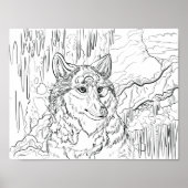 Kleur uw eigen Wolf Cavern Line Art Poster (Voorkant)
