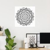 Kleur uw eigen zwart-wit Mandala Poster (Thuiskantoor)