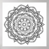 Kleur uw eigen zwart-wit Mandala Poster (Voorkant)