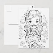 Kleur uw eigen zwarte lijntekening van de Zeemeerm Briefkaart (Voorkant / Achterkant)