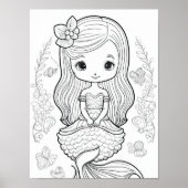 Kleur uw eigen zwarte lijntekening van de Zeemeerm Poster (Voorkant)