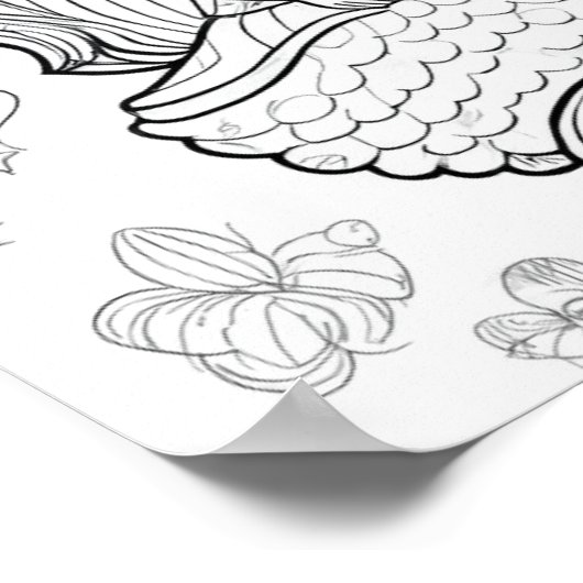 Kleur uw eigen zwarte lijntekening van de Zeemeerm Poster (Hoek)