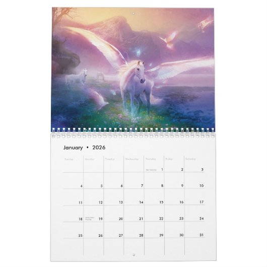 Kleur uw kinder Unicorn-agenda Kalender (Jan 2026)