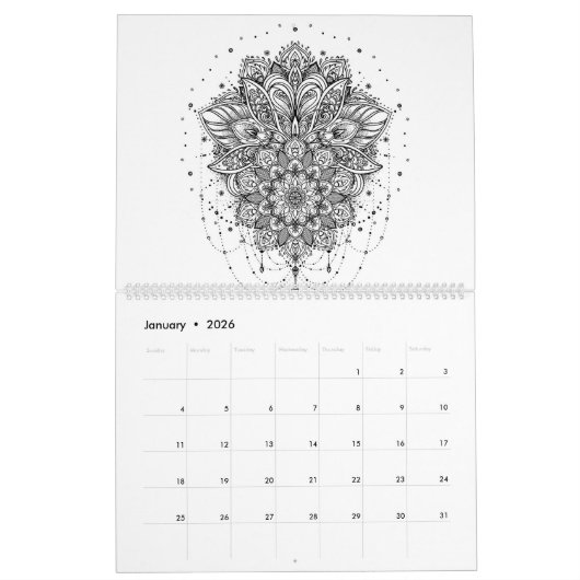 Kleur uw Mandala Agenda Kalender (Jan 2026)