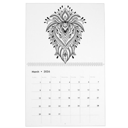 Kleur uw Mandala Agenda Kalender (Mar 2026)
