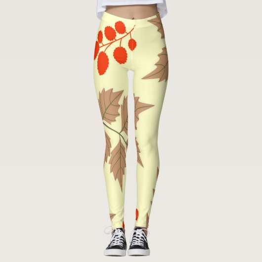 Kleur val bladeren patroon leggings (Voorkant)