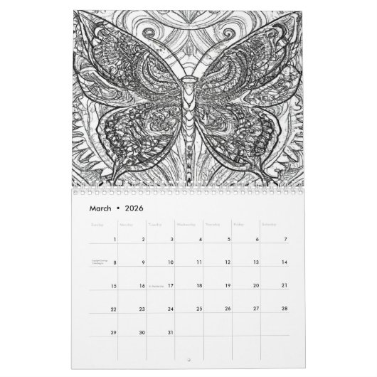 Kleur van agenda uw jaar kalender (Mar 2026)