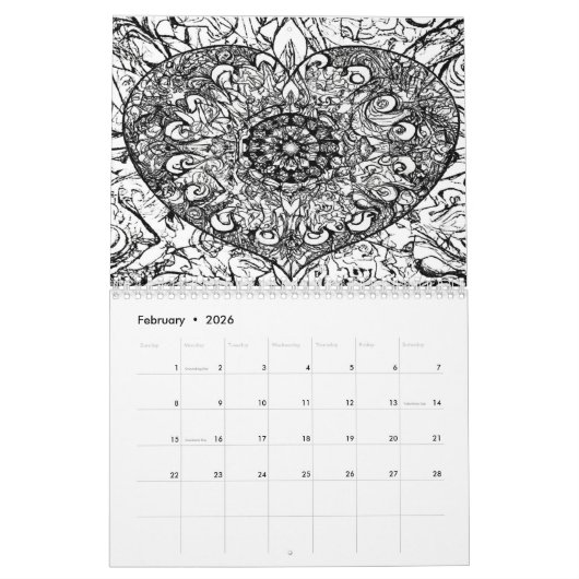 Kleur van agenda uw jaar kalender (Feb 2026)