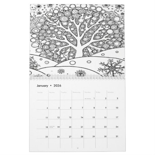 Kleur van agenda uw jaar kalender (Jan 2026)