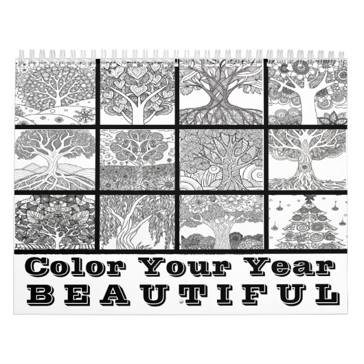 Kleur van agenda uw jaartomen kleuren kalender (Hoes)