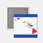 Kleur van de Hawaiiaanse eilanden op hun eilanden Magneet (Voorkant / Achterkant)