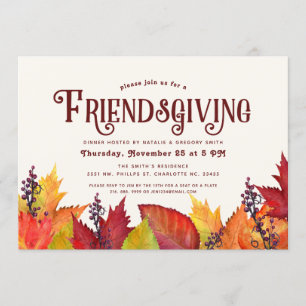 Kleur van de herfst   Friendsgiving-dinerfeestje Kaart