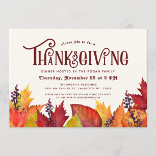 Kleur van de herfst   Thanksgiving Dinner Party Kaart
