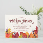 Kleur van de herfst | Thanksgiving PotLuck Diner Kaart (Staand voorkant)