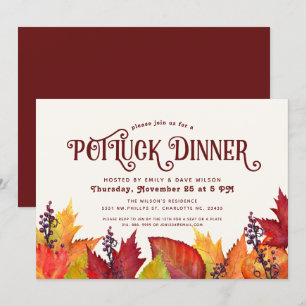 Kleur van de herfst   Thanksgiving PotLuck Diner Kaart