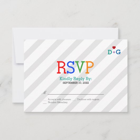 Kleur van de liefde grillige bruiloft RSVP kaartje (Voorkant)