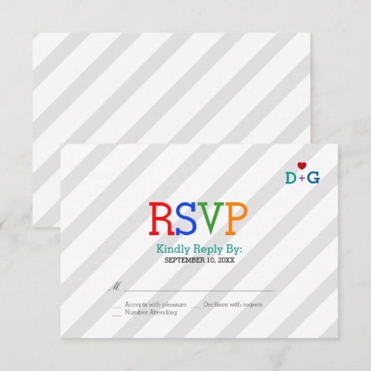 Kleur van de liefde grillige bruiloft RSVP kaartje (Voorkant / Achterkant)