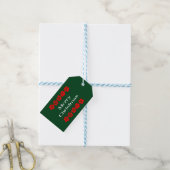 Kleur van de rode kerstblaasbalken cadeaulabel (Met Touw)