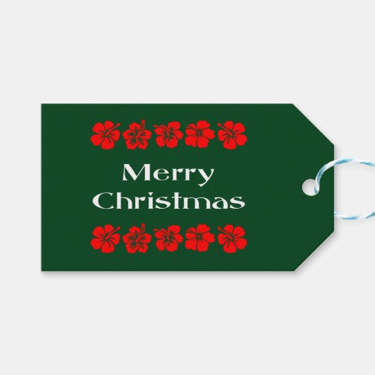 Kleur van de rode kerstblaasbalken cadeaulabel (Voorkant (Horizontaal))