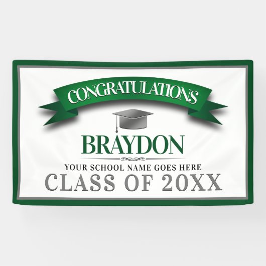 Kleur van de school Gefeliciteerd Afstuderen Spandoek (Horizontaal)