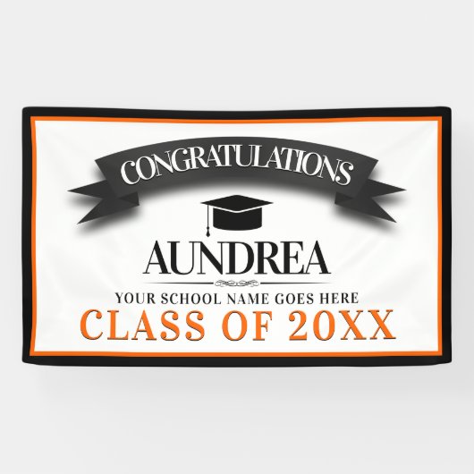 Kleur van de school Gefeliciteerd Afstuderen Spandoek (Horizontaal)