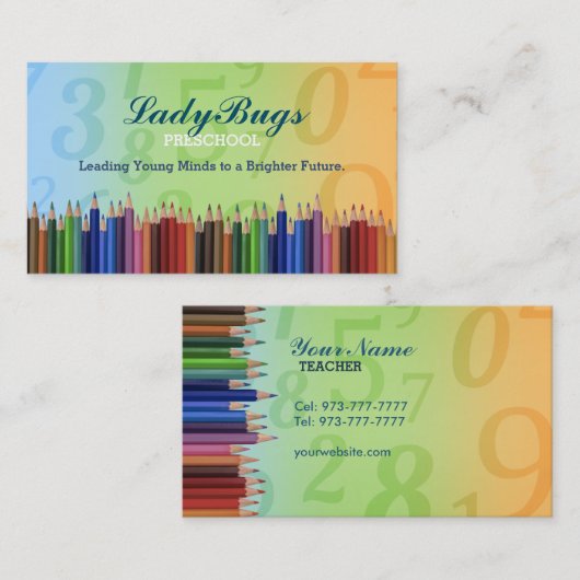 Kleur van de visitekaartjes van het preschoolleraa (Voorkant / Achterkant)